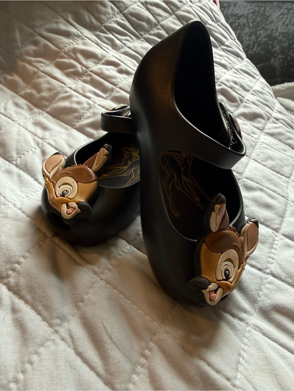 Mini Melissa Black Kids Mary Jane Shoes with Bambi Character